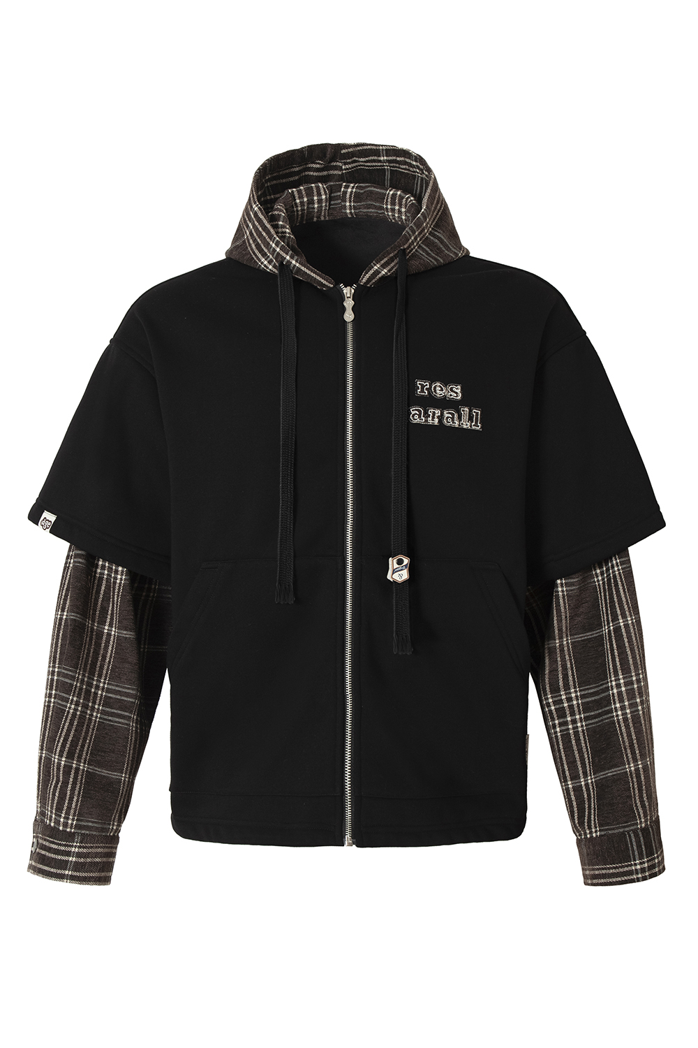 Fleece Hoodie Jacket Plaid Long Sleeve Coat