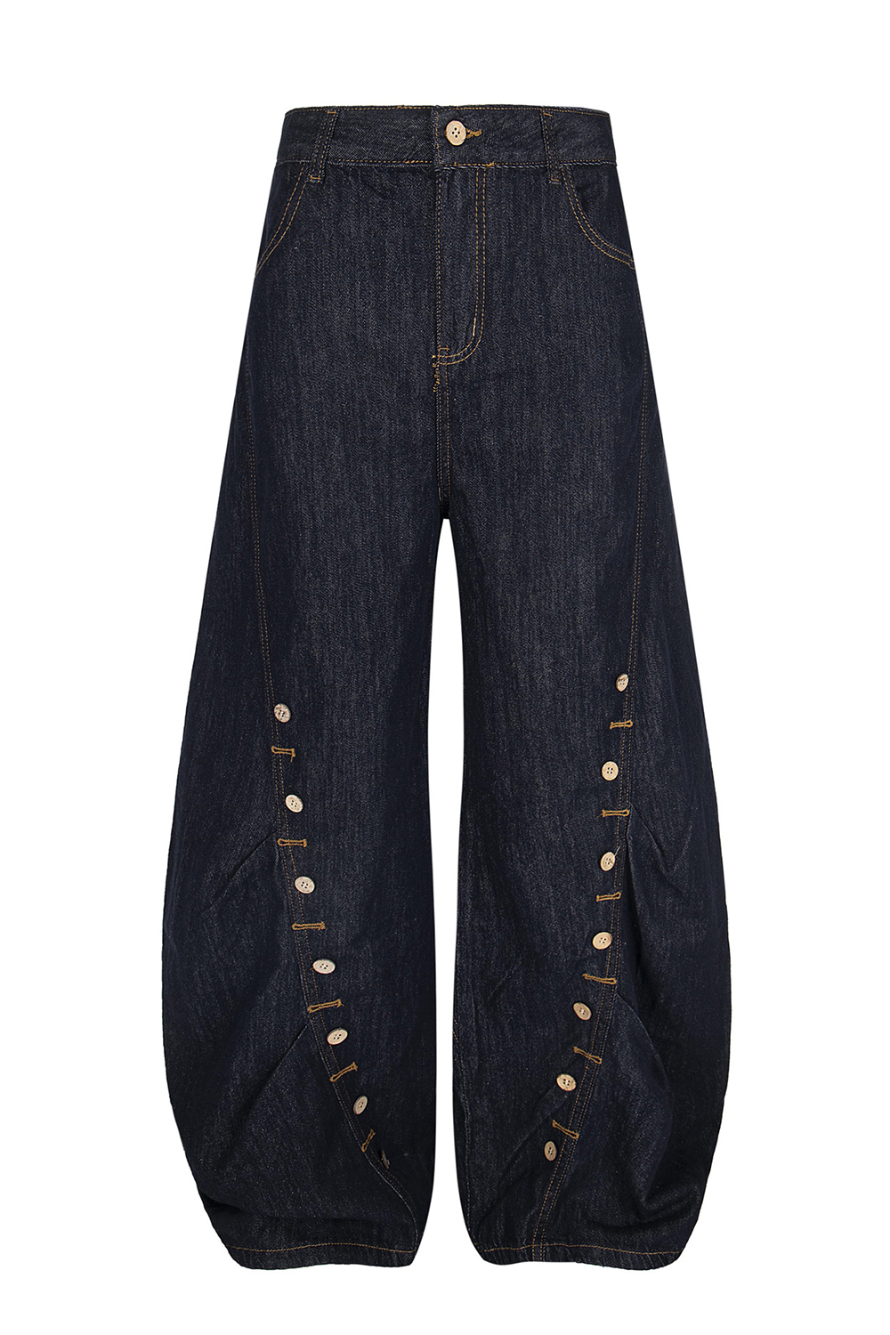 Washed Wide-Leg Balloon Jeans Loose Men Pants