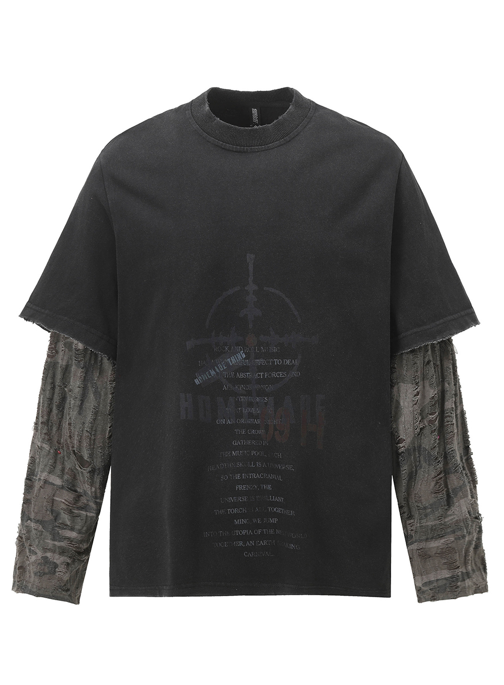 2 in 1 Letter Washed Tee For Men