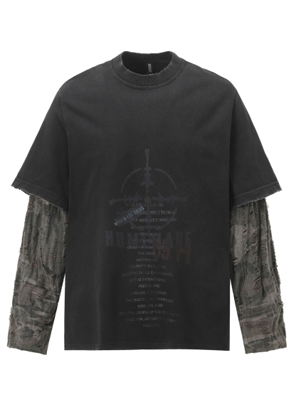 2 in 1 Letter Washed Tee For Men