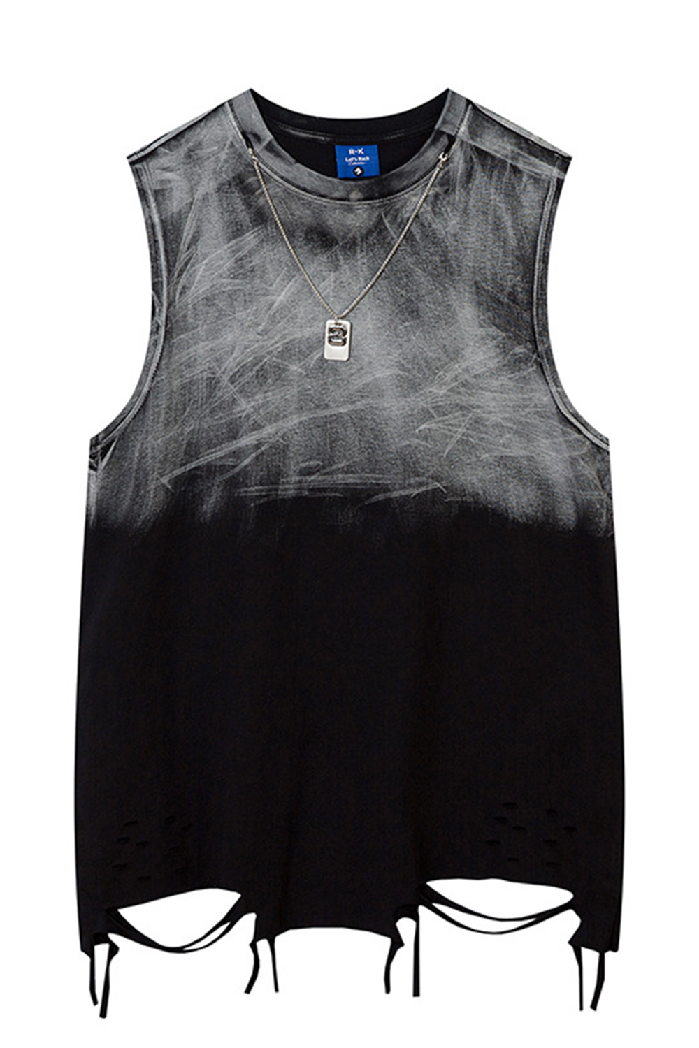 Tie Dyed Vacation Vintage Ripped Washed Print Vest Tee for Men