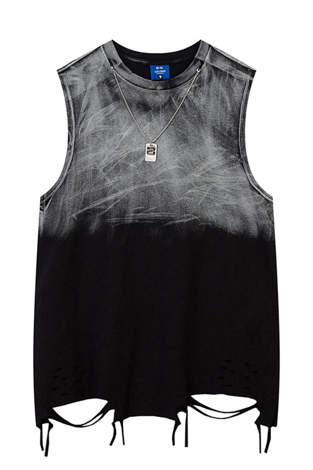 Tie Dyed Vacation Vintage Ripped Washed Print Vest Tee for Men