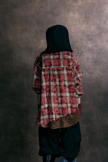 Jacket Shirt Red Plaid Unisex Long Sleeve Top 