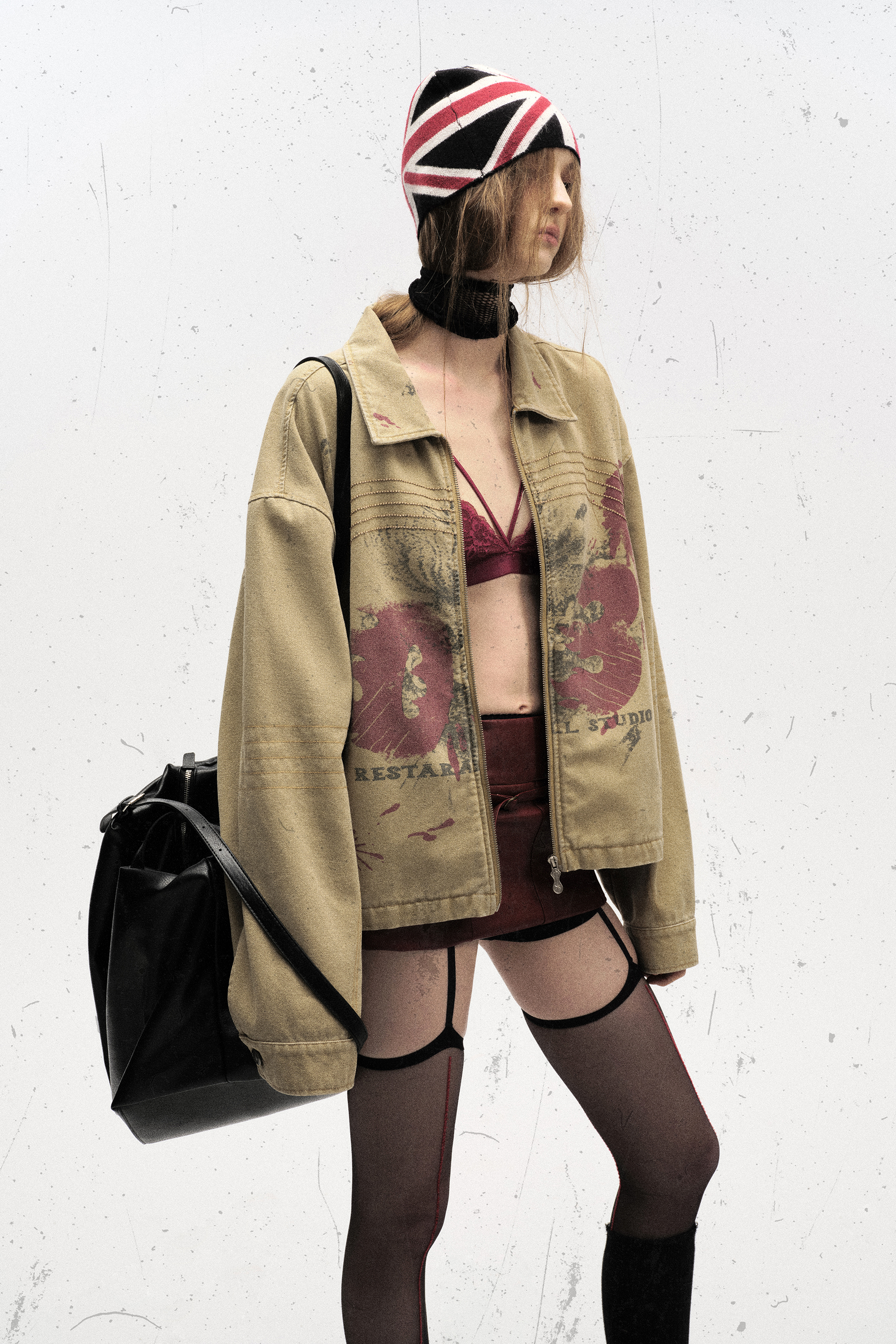 Cargo Jacket Yellow Graffiti Lapel Long Sleeve 
