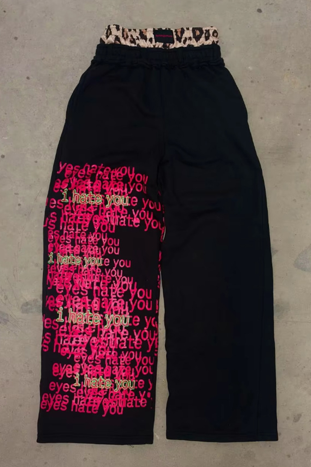 Letter Leopard Sweatpants Wide-Leg Loose Men Pants