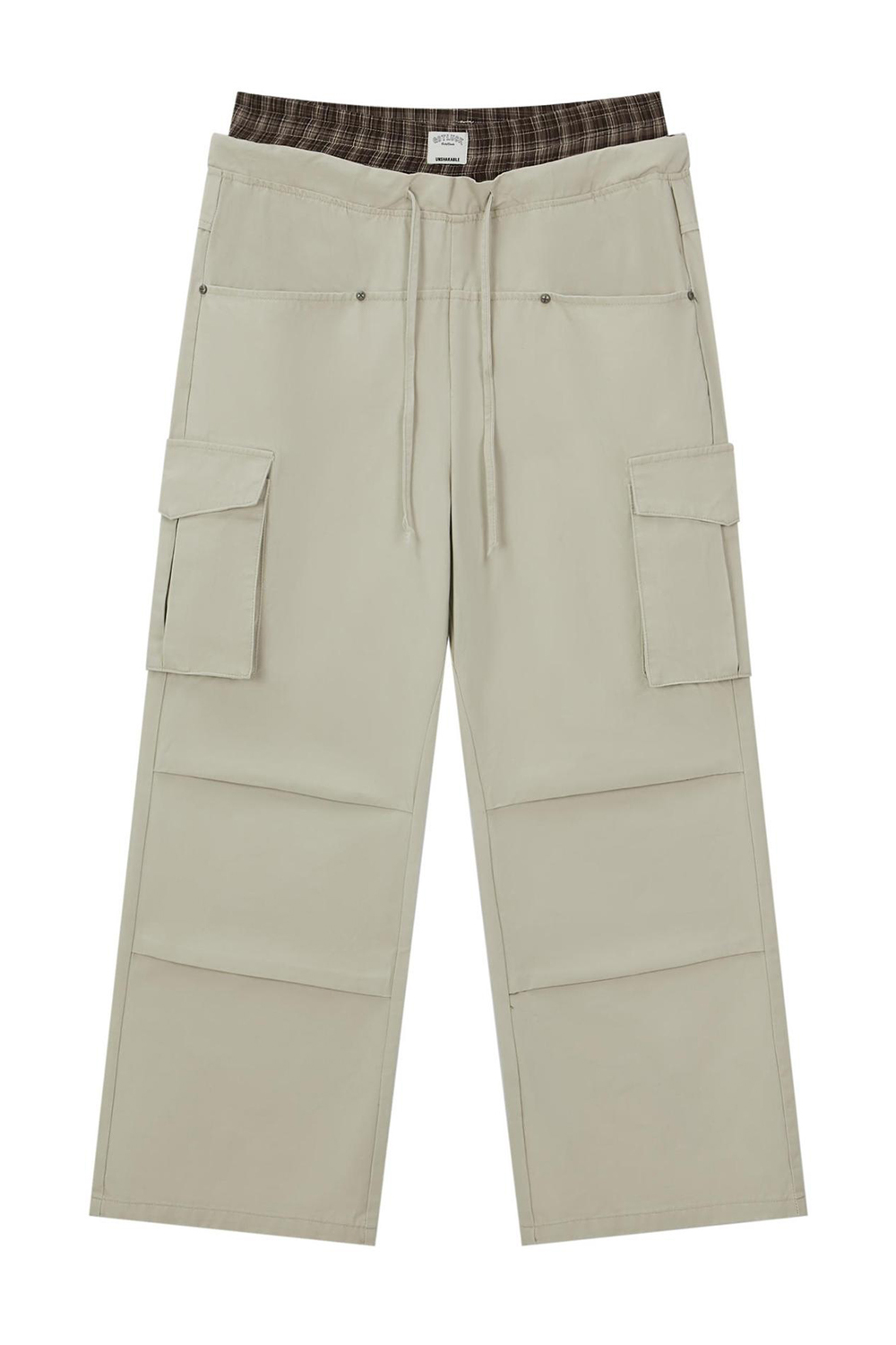 Plaid Colorblock Chinos Wide-Leg Loose Men Pants