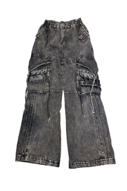 Washed Wide-Leg Jeans Loose Men Pants