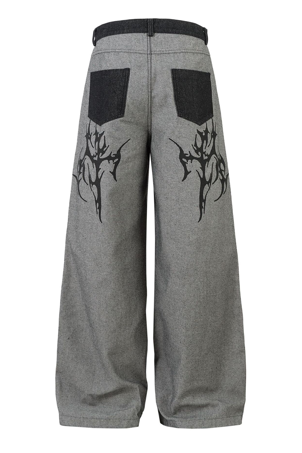 Flame Washed Wide-Leg Jeans Loose Men Pants