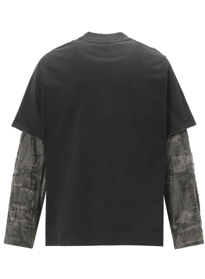 2 in 1 Letter Washed Tee For Men