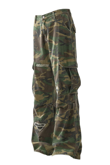 Cargo Pants Washed Jeans Loose Men Pants 
