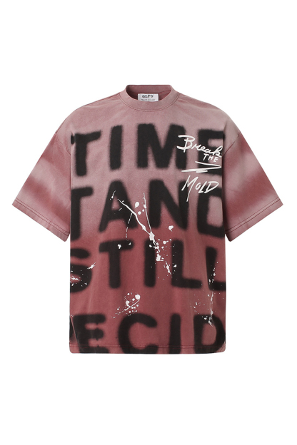 Letter Vacation Vintage Washed Print T-Shirt Tee for Men