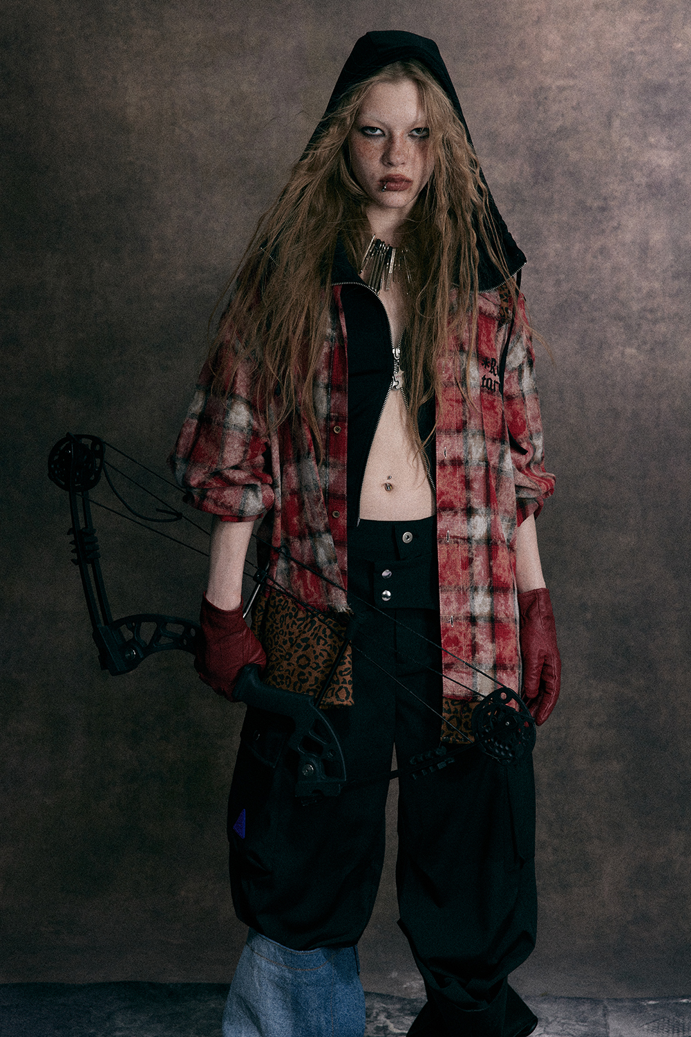 Jacket Shirt Red Plaid Unisex Long Sleeve Top 