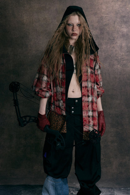 Jacket Shirt Red Plaid Unisex Long Sleeve Top 