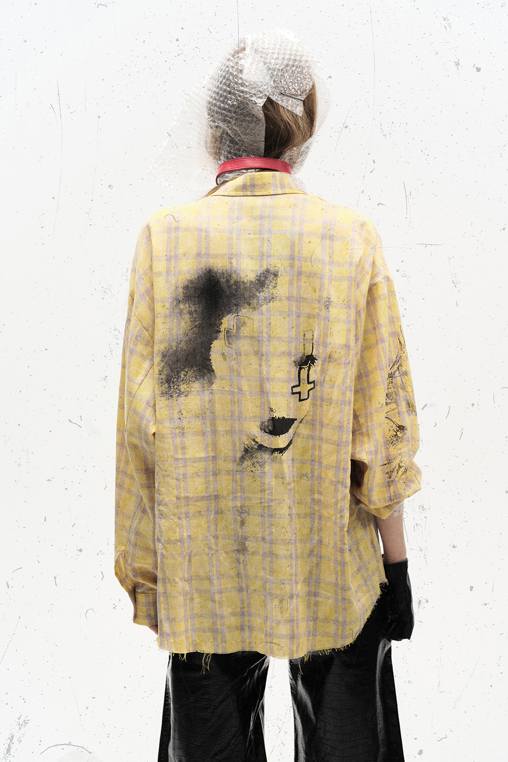 Shirt Jacket Yellow Plaid Unisex Patch Long Sleeve Top 