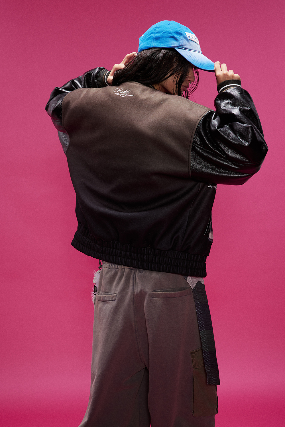 Winter Bomber Jacket Brown Cat Long Sleeve Coat