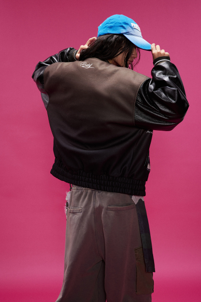 Winter Bomber Jacket Brown Cat Long Sleeve Coat