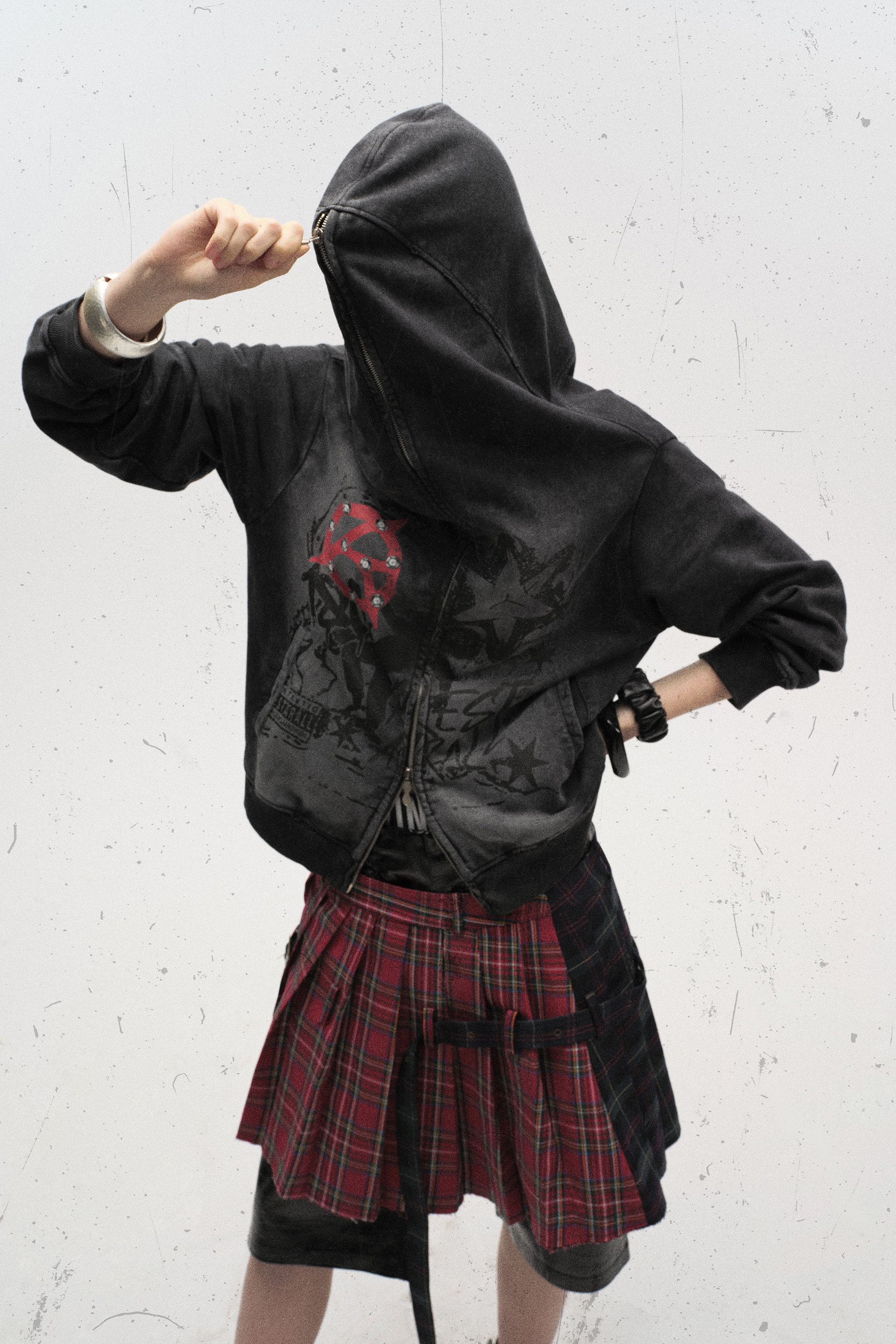 Hip Hop Punk Hoodie Jacket Gray Long Sleeve Coat