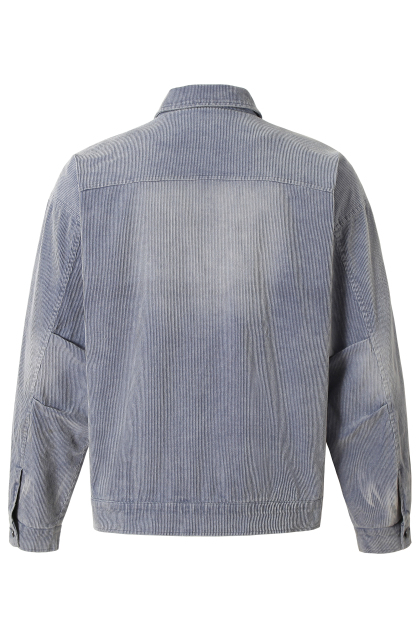 Washed Denim Jacket Blue Lapel Long Sleeve 