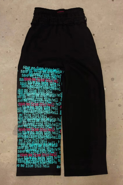 Letter Leopard Sweatpants Wide-Leg Loose Men Pants