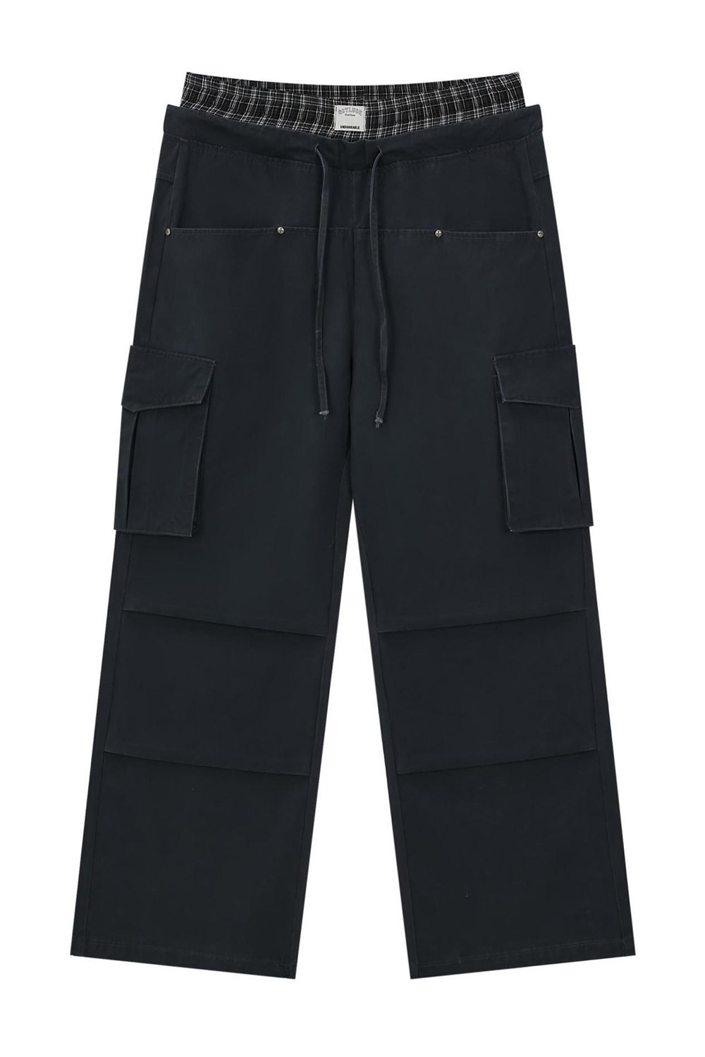 Plaid Colorblock Chinos Wide-Leg Loose Men Pants