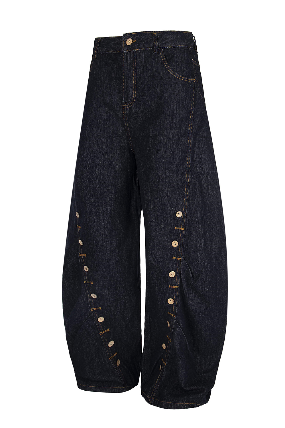 Washed Wide-Leg Balloon Jeans Loose Men Pants