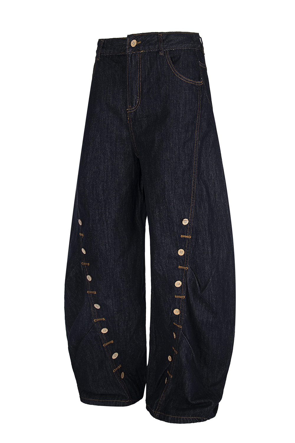 Washed Wide-Leg Balloon Jeans Loose Men Pants