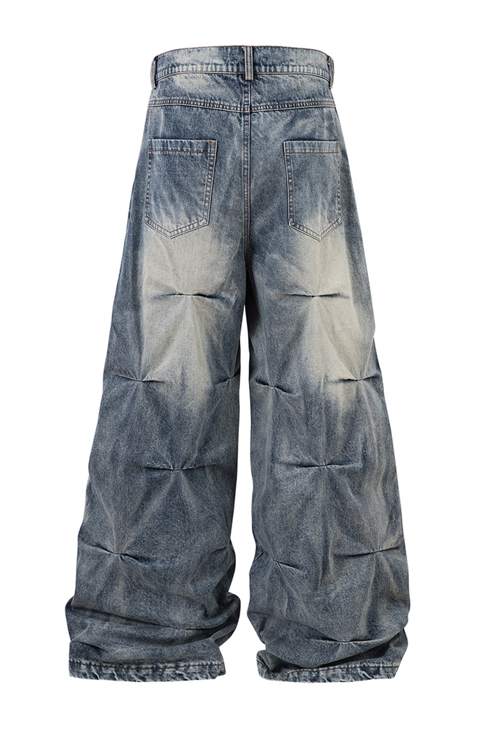 Washed Wide-Leg Balloon Jeans Loose Men Pants