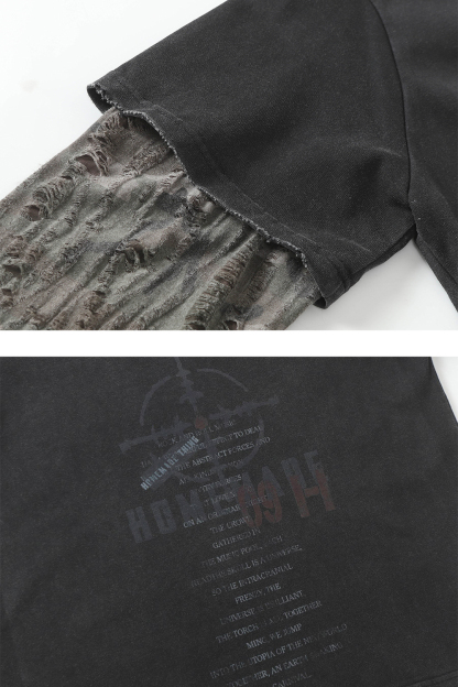 2 in 1 Letter Washed Tee For Men