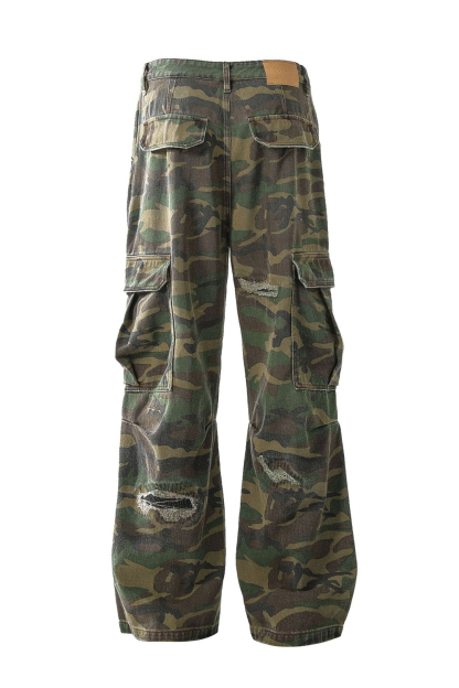 Cargo Pants Washed Jeans Loose Men Pants 