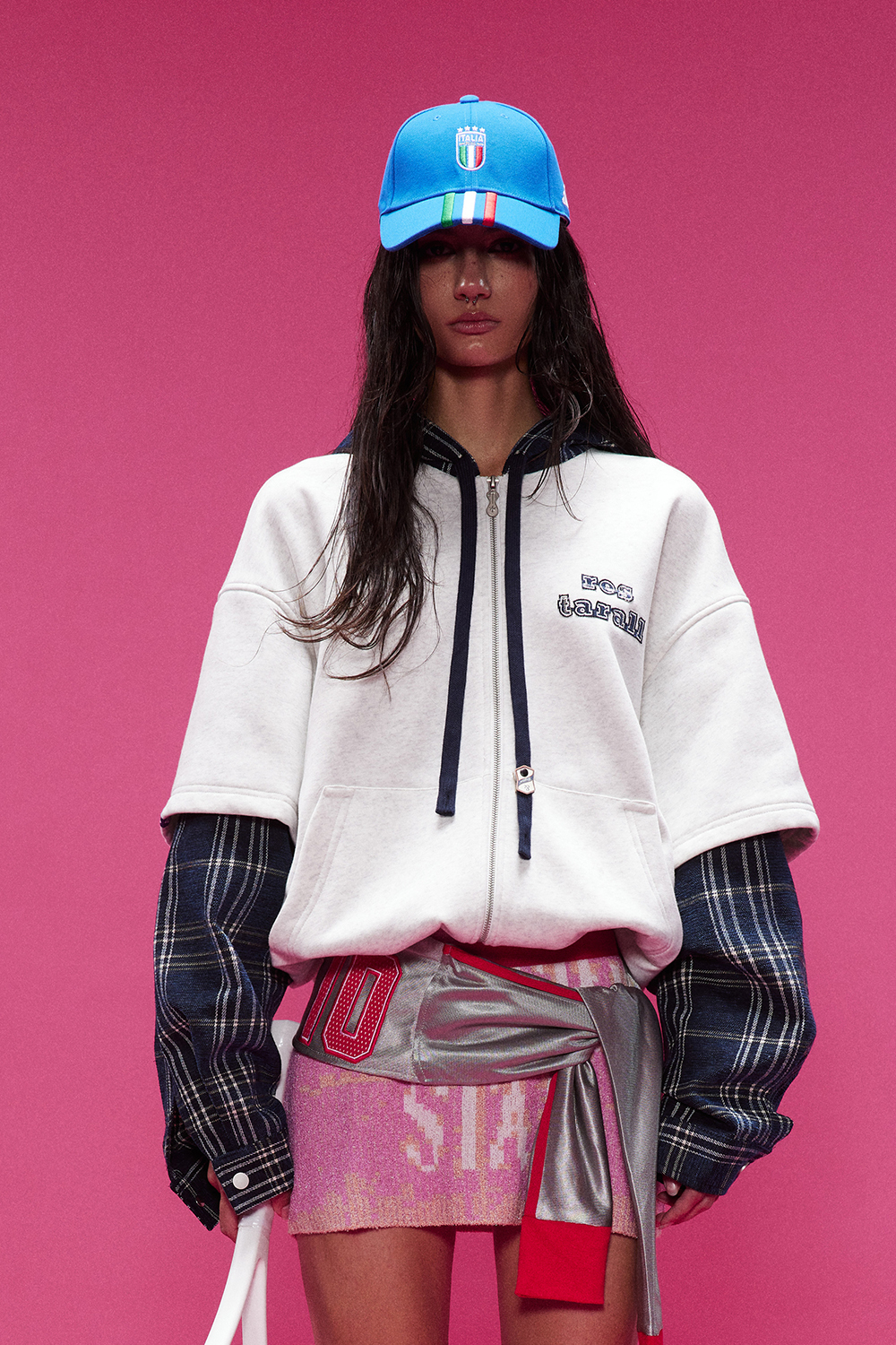 Fleece Hoodie Jacket Plaid Long Sleeve Coat
