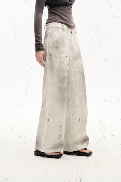 Cargo Pants Jeans Print Loose Straight Leg Pants 