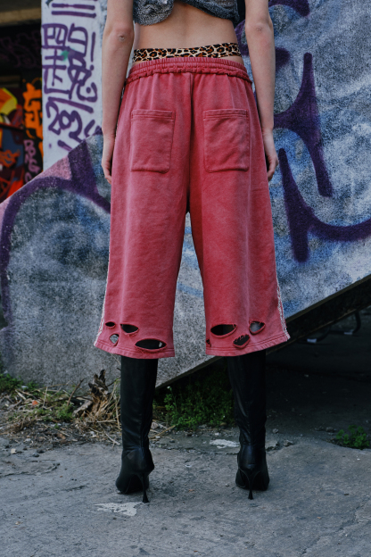 Sweat Shorts Strpe Loose Knee Sweatpants