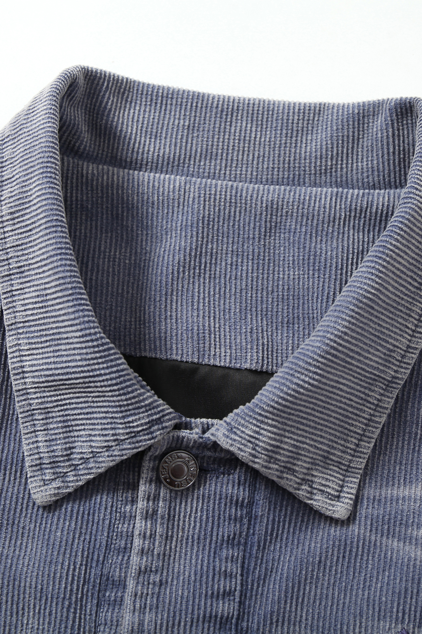 Washed Denim Jacket Blue Lapel Long Sleeve 