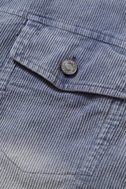 Washed Denim Jacket Blue Lapel Long Sleeve 