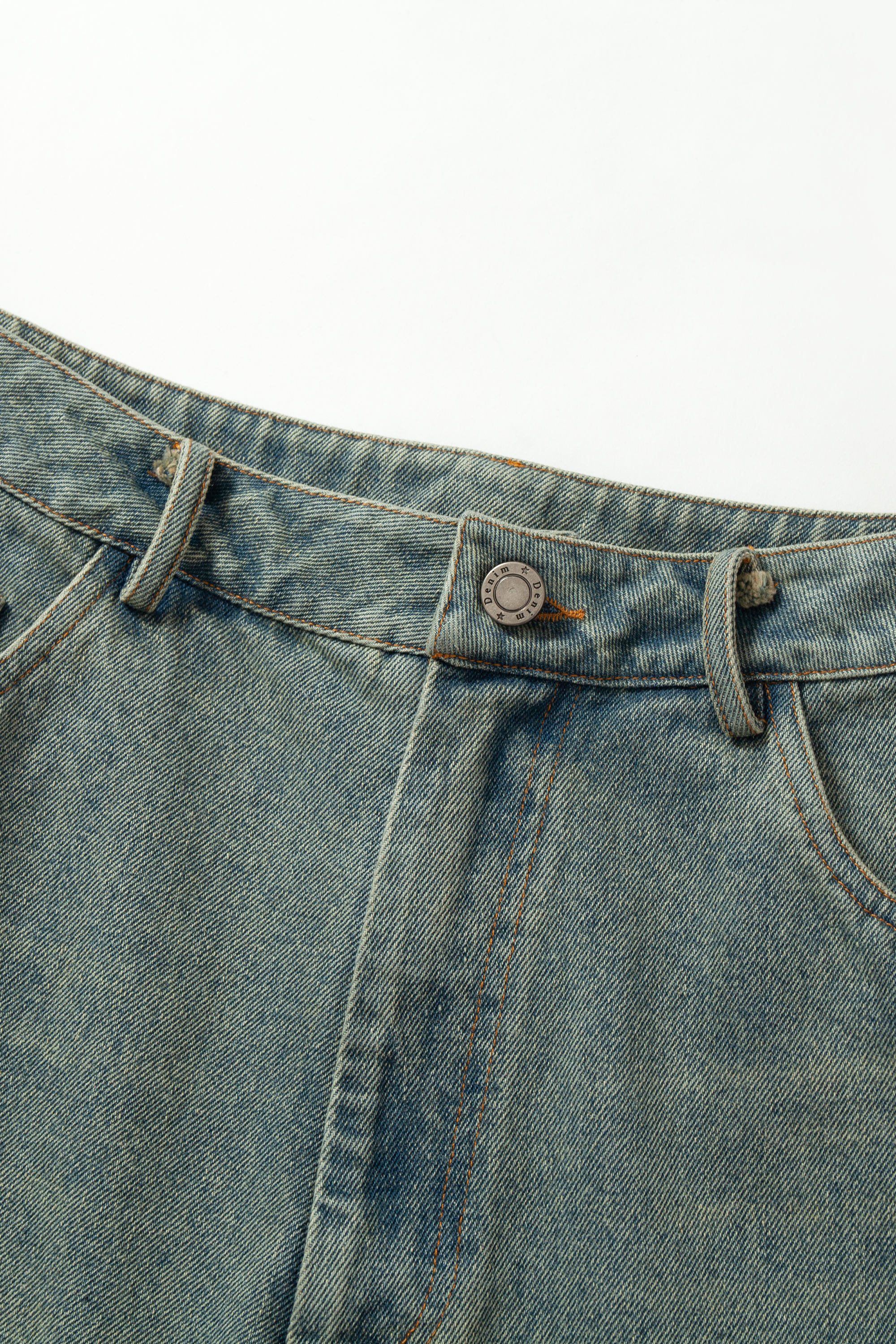 Washed Short Jeans Print Dollar Loose Wide-Leg Knee Pants 