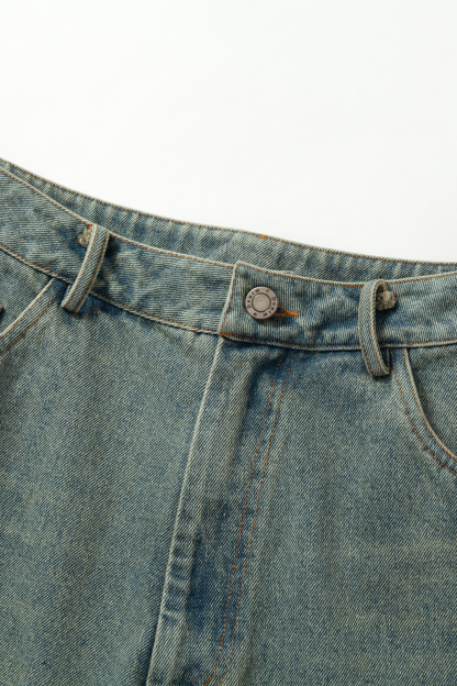 Washed Short Jeans Print Dollar Loose Wide-Leg Knee Pants 