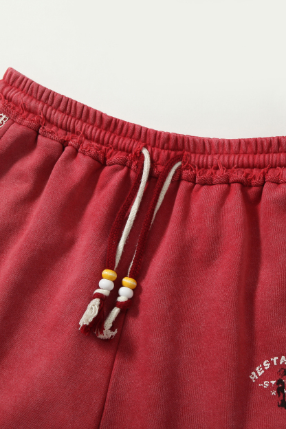 Sweat Shorts Strpe Loose Knee Sweatpants