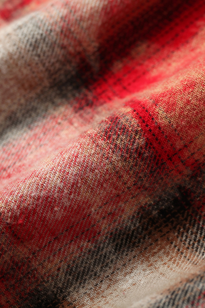 Jacket Shirt Red Plaid Unisex Long Sleeve Top 
