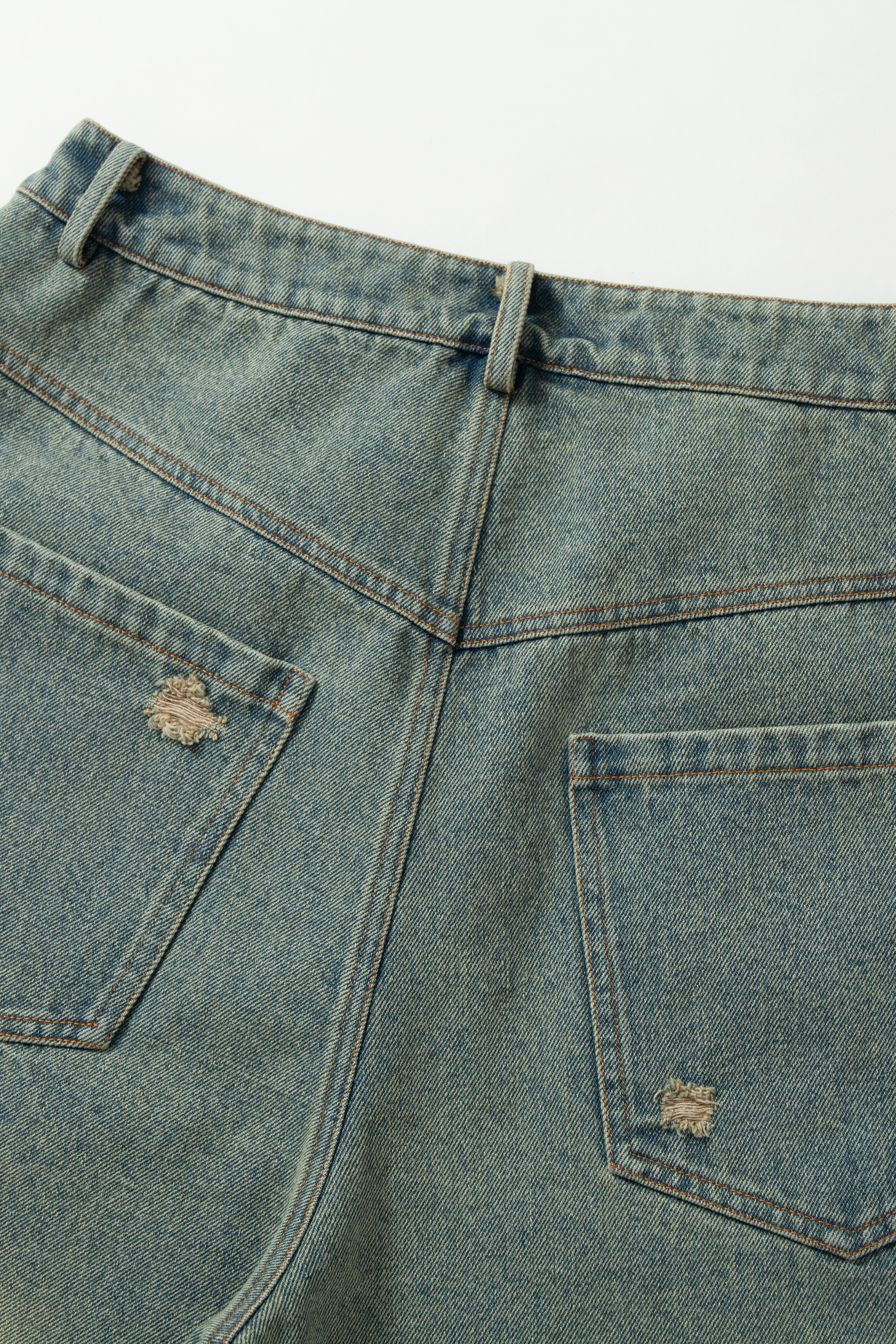 Washed Short Jeans Print Dollar Loose Wide-Leg Knee Pants 