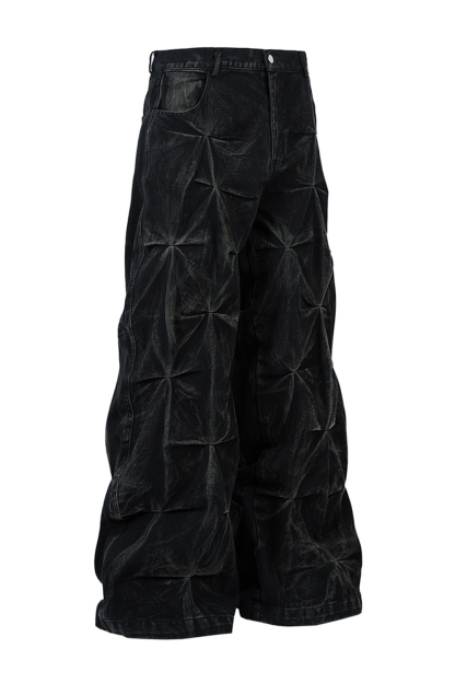 Washed Wide-Leg Jeans Loose Men Pants