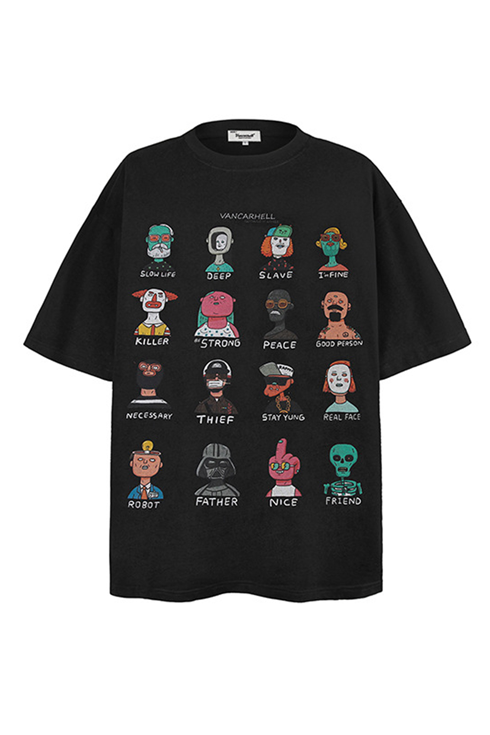 Cartoon Graffiti Print T-shirt Tee For Men
