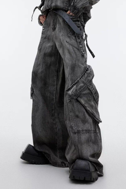 Cargo Pants Washed Jeans Loose Men Pants 