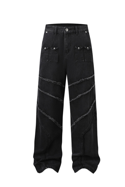 Washed Jeans Loose Straight Leg Men Pants 