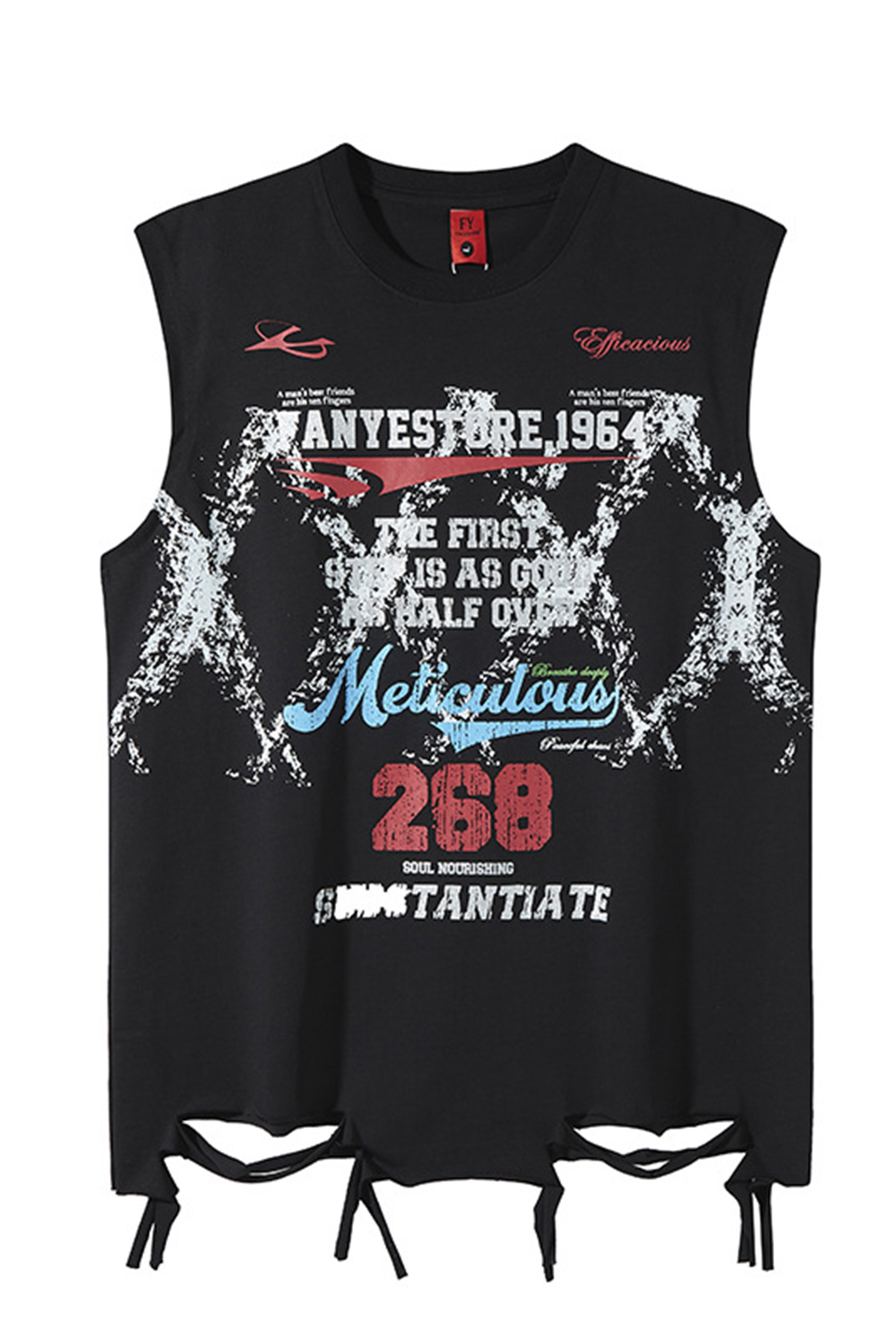 Letter Vacation Vintage Ripped Print Vest Tee for Men