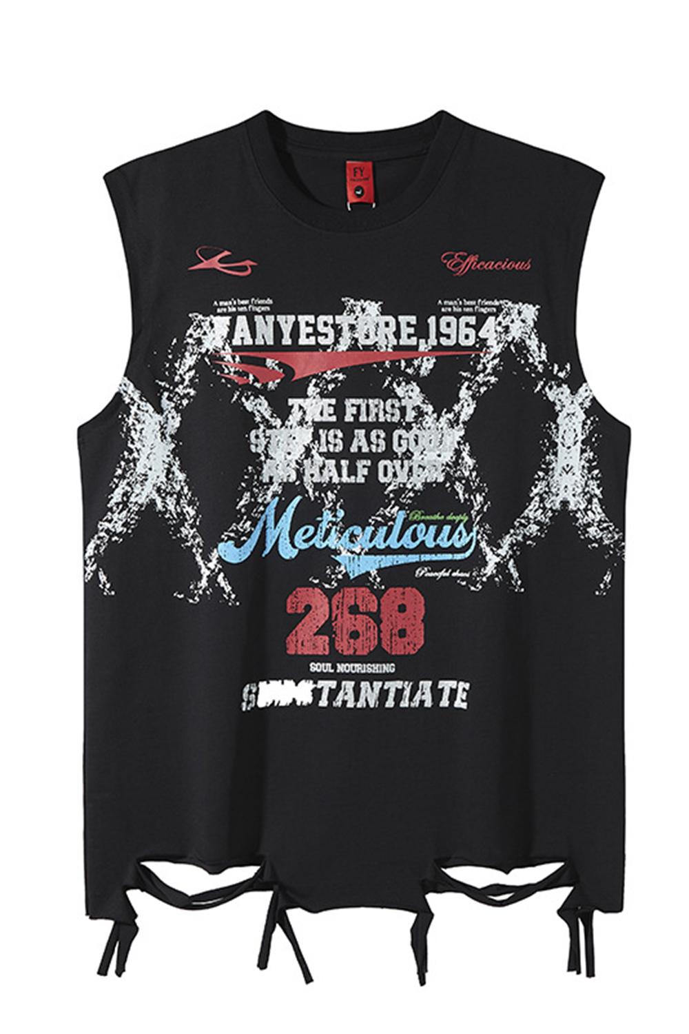 Letter Vacation Vintage Ripped Print Vest Tee for Men