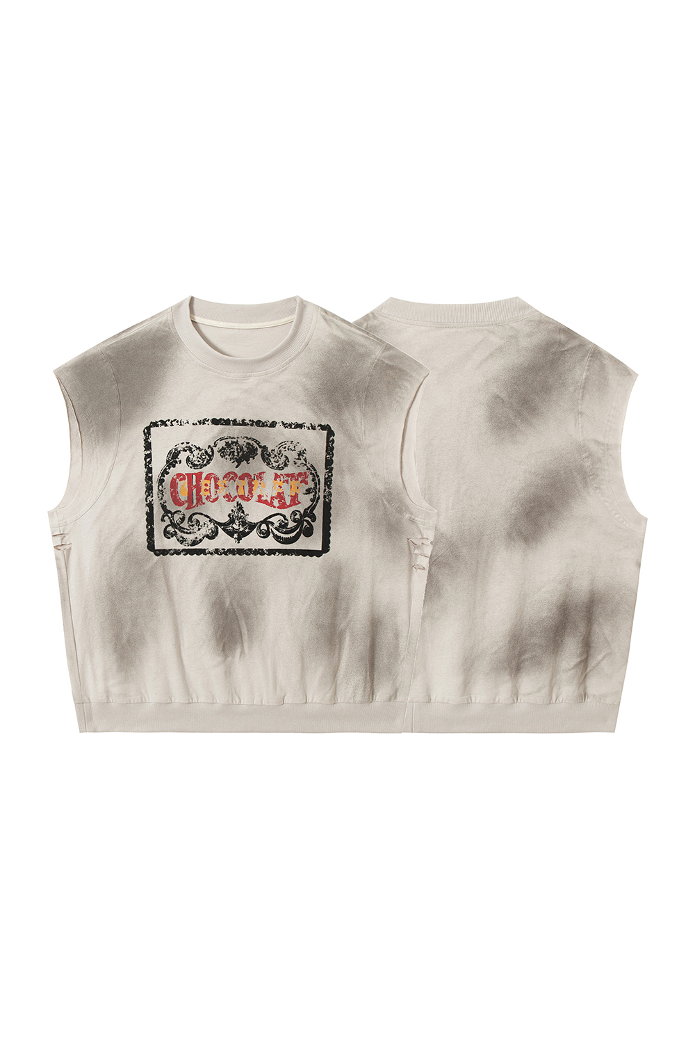 Tank Top Khaki Tie Dye Unisex Sleeveless Vest Top