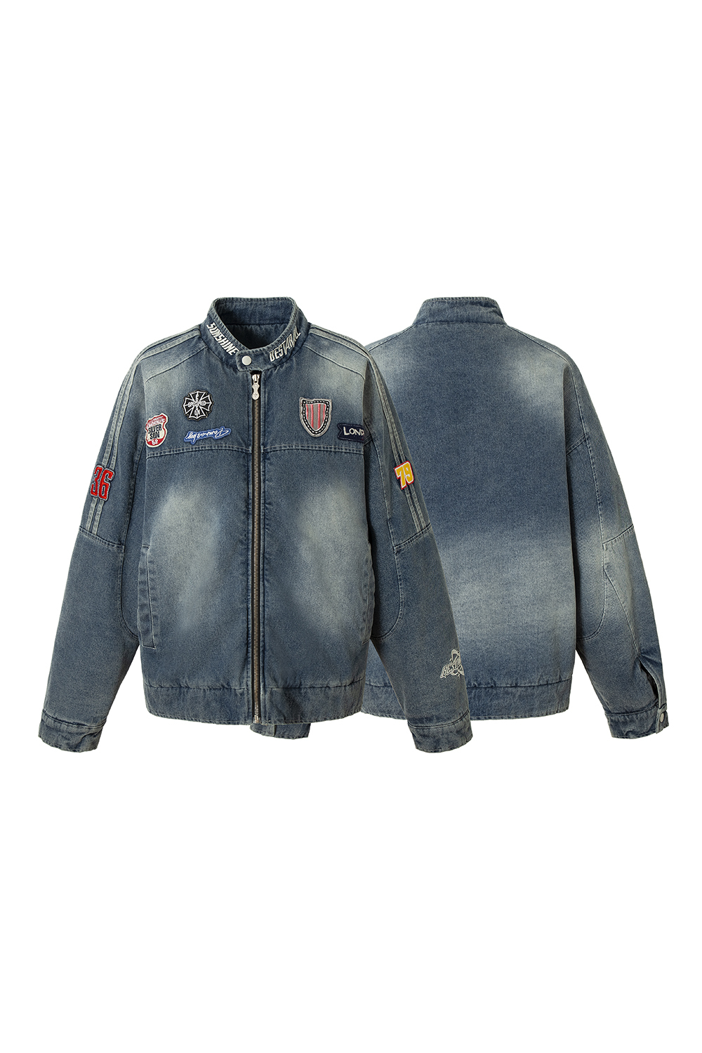 Winter Denim Shirt Jacket Blue Long Sleeve Coat