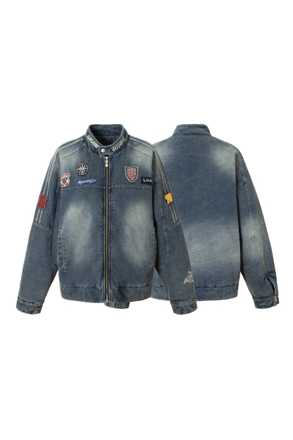 Winter Denim Shirt Jacket Blue Long Sleeve Coat