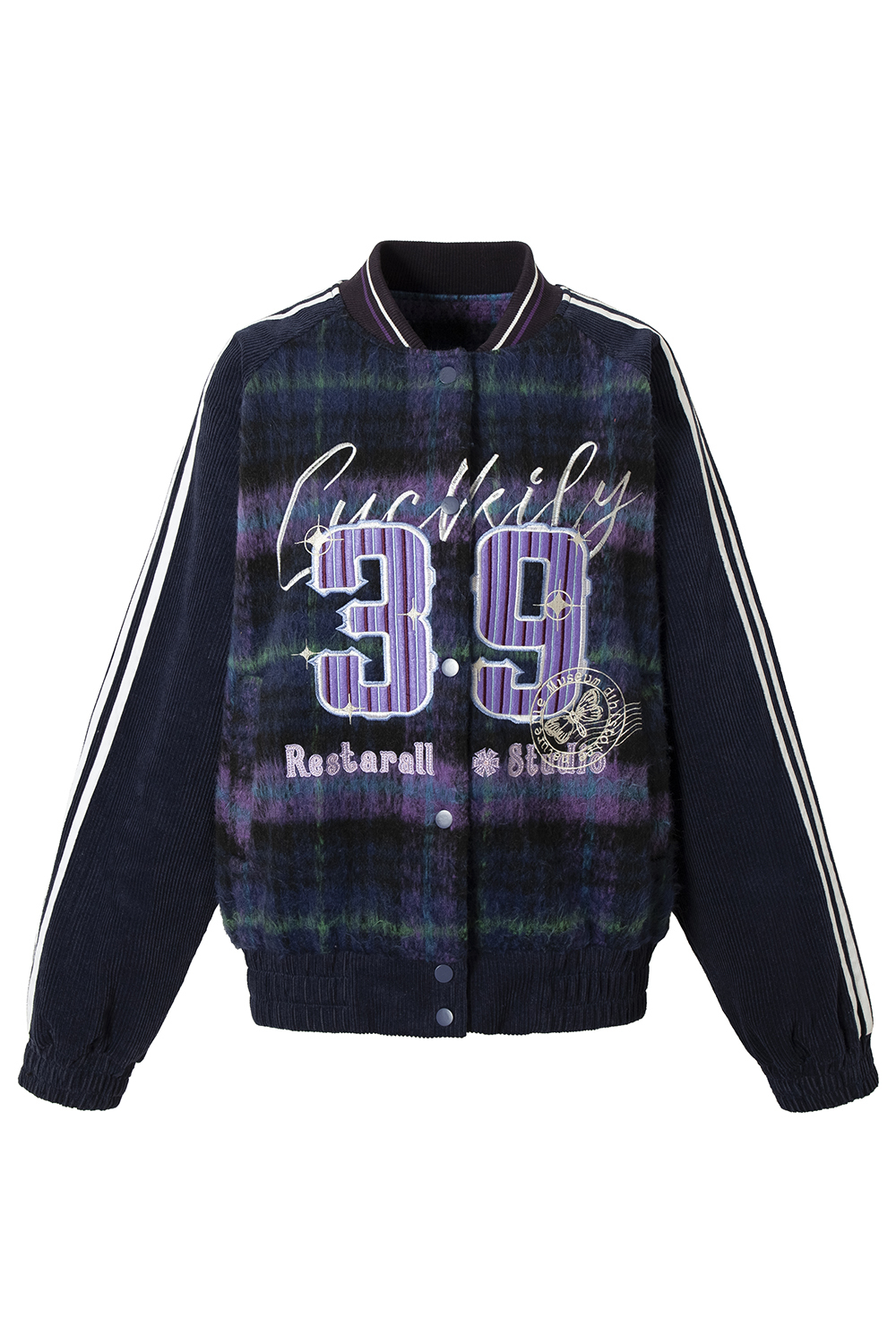 Winter Shirt Jacket Purple Tie Dye Long Sleeve Coat