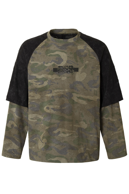 Graffiti Camouflage T-shirts Long Sleeve Tee